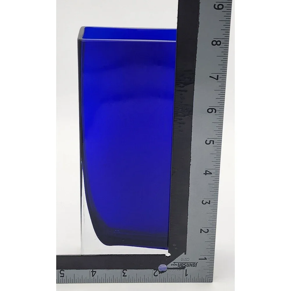 Vintage Sommerso Vase ~ Beautiful Cobalt Blue & Clear Glass